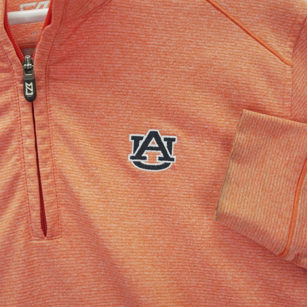 Cutter & Buck Auburn Tigers Mens Medium Orange CB DryTec Quarter Zip MCK09264
